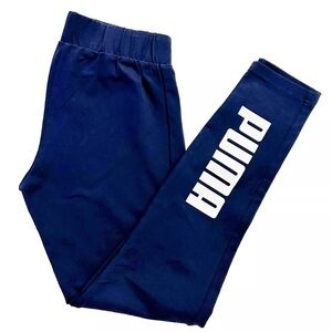 Puma Women's Athletic Navy Siver Logo Confort Leggings Size Small / New no Tags